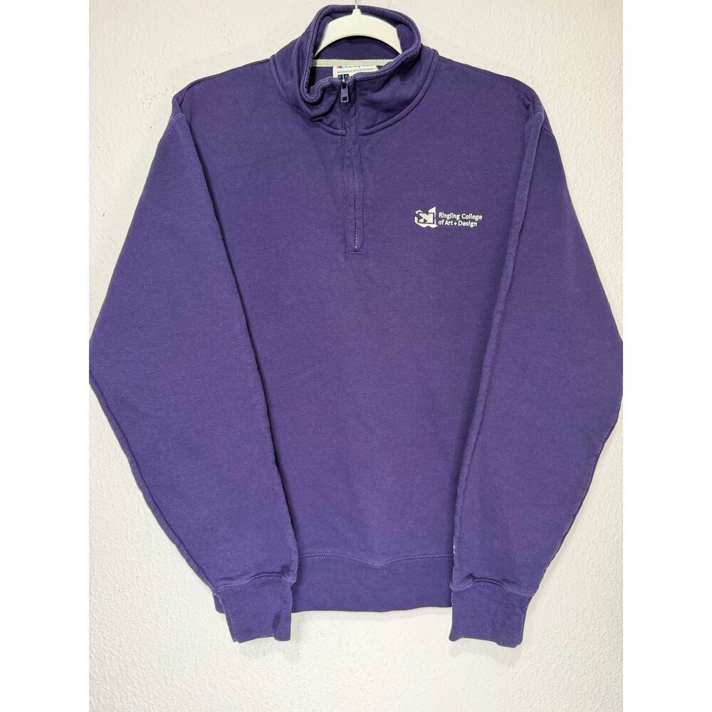 Ringling College Art Design Purple‎ 1/4 Zip Sweatshirt Medium Preppy Vintage